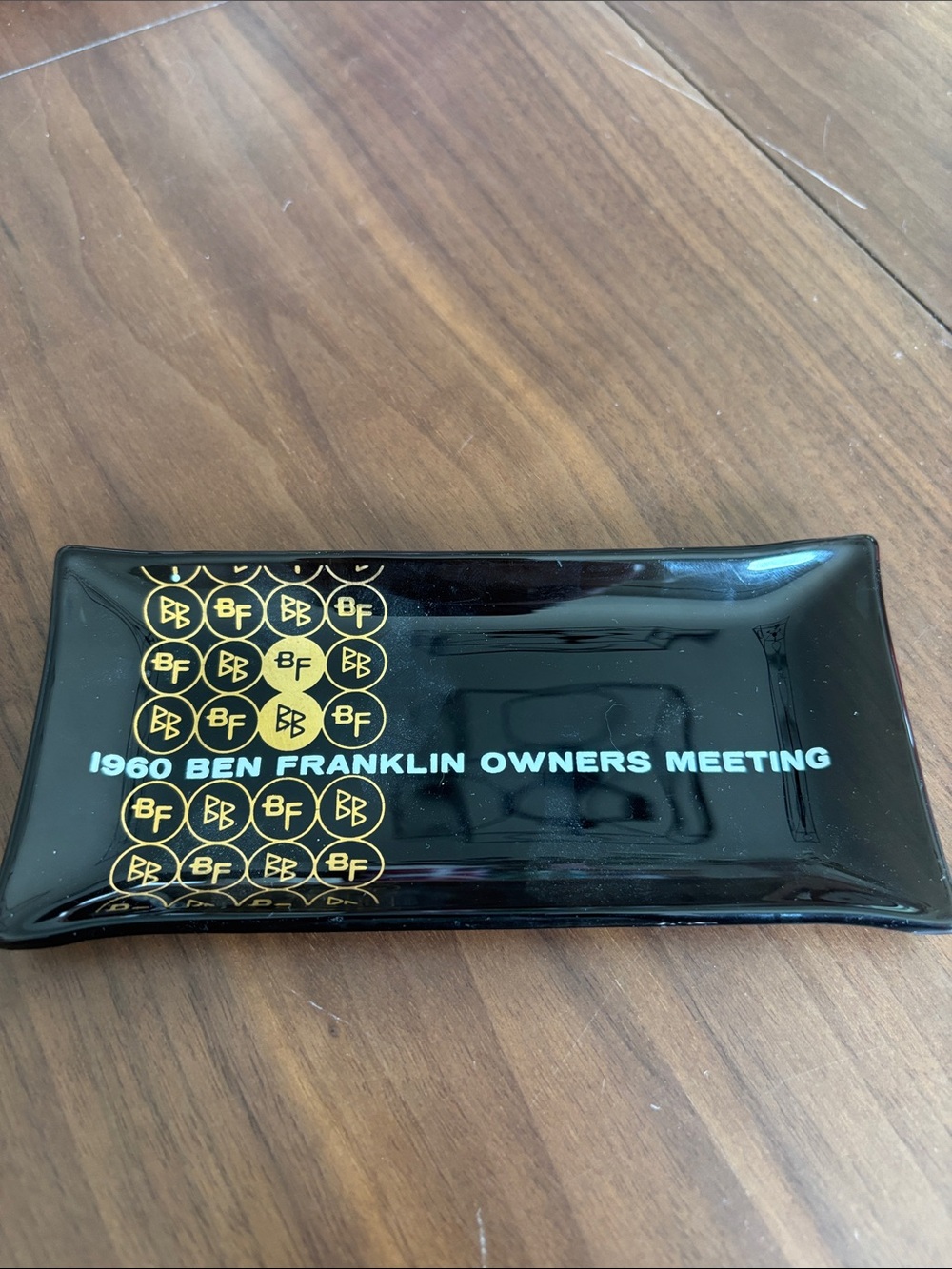 1960 vintage Ben Franklin dime store Owners Meeting Black Gold Decorative Tray